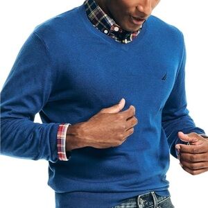 Nautica Nav-Tech vneck sweater 
Blue | Limoges